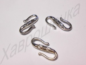 Застібка-гачок, 22х11х4 мм, срібло